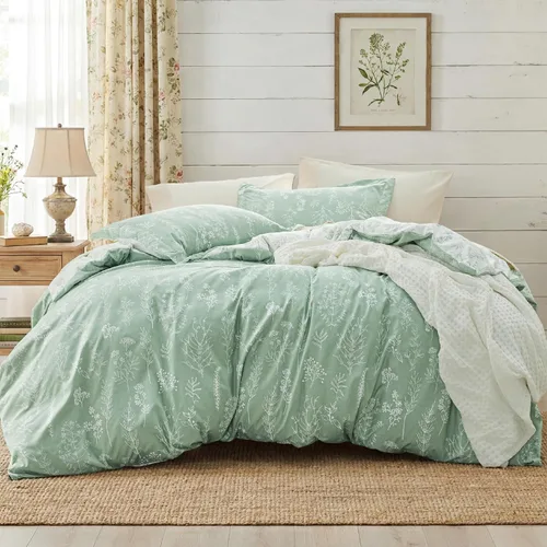 Miniatura 35 de Bedsure - Juego de edredón California King, juego de ropa de cama azul mineral, 3 piezas de ropa de cama floral bonita, 1 edredón reversible suave