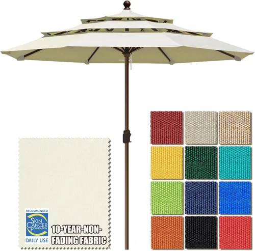 Miniatura 56 de EliteShade USA Sombrilla de Mercado de 10 Años Sin Decoloración de 9 Pies 3 Niveles Sombrilla de Patio Sombrilla de Mesa para Exteriores con Beige