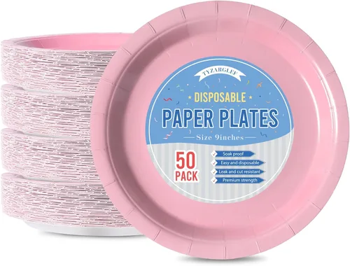Miniatura 19 de Platos de Papel Desechables Negros, 50 Unidades Platos de Postre para Pastel de 7 Pulgadas a Granel para Suministros de Fiesta, Platos de Fiesta