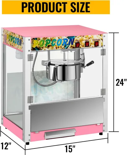 Miniatura 2 de Máquina comercial de palomitas de maíz con hervidor de 8 onzas, máquina de palomitas de maíz para encimera de 850 W para 48 tazas por lote