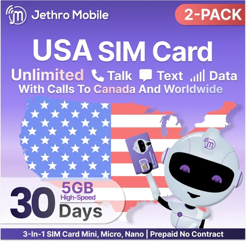 Miniatura 9 de Jethro Mobile Plan prepago – 30 días de conversación y texto ilimitados + 5 GB de datos de alta velocidad Funciona con iPhone, Android y teléfonos