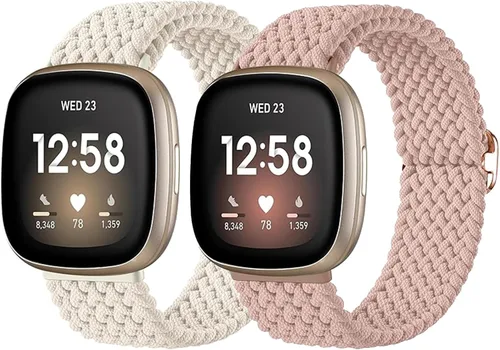 Miniatura 8 de Paquete de 2 bandas impermeables compatibles con Fitbit Versa 3/Fitbit Versa 4/Fitbit Sense/Sense 2, pulseras deportivas clásicas de repuesto suaves