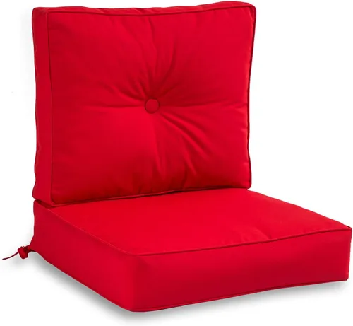 South Pine Porch Jockey Red Sunbrella - Juego de 2 cojines para asiento profundo para exteriores