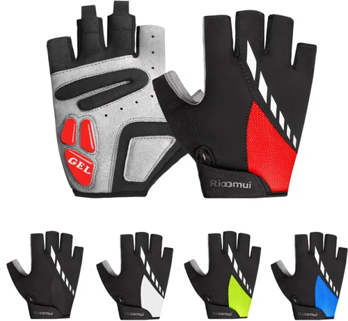 Guantes de ciclismo, guantes de ciclismo acolchados de gel para hombres, antideslizantes, absorben los golpes, ligeros y transpirables, diseño de
