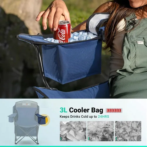 Miniatura 3 de Overmont - Silla de camping con toldo de 330 libras, silla de playa plegable resistente con bolsa enfriadora de 3 L, soporte de respaldo alto
