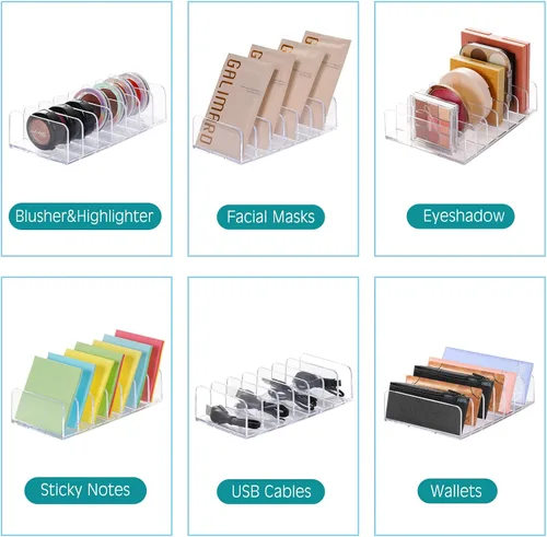 Miniatura 6 de Luxspire Organizador de sombra de ojos acrílica, paquete de 2 organizadores de cajones de maquillaje, organizador de paleta de maquillaje cosmético