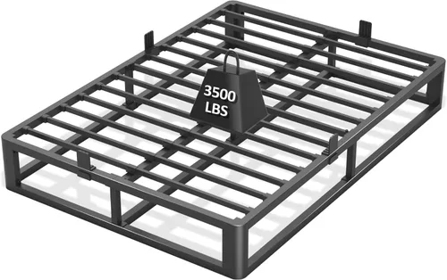 Firpeesy - Base de cama de metal de tamaño Queen de 10 pulgadas con patas de esquinas redondas y anti-doblado, listones de acero resistente de 3500