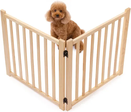 Miniatura 12 de YOCAN Puertas independientes de madera no pintadas para perros, para la casa, puertas, escaleras, vallas de madera para perros para interiores