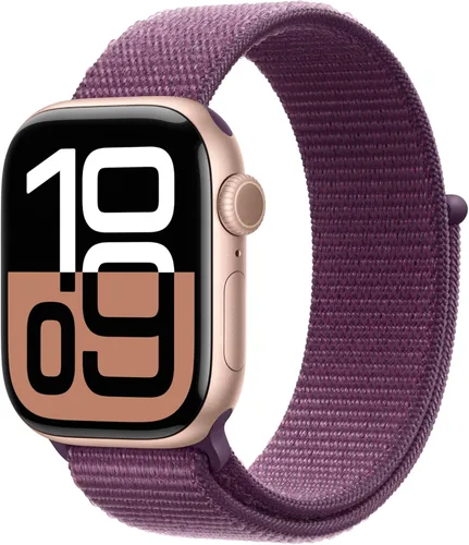 Miniatura 29 de Apple Watch Series 10 (42 mm, GPS) con caja de aluminio negro azabache, correa deportiva negra, S/M monitor fitness, app ECG, pantalla Retina Caja