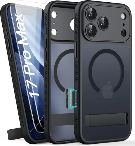 Miniatura 30 de BXYJY Funda magnética para iPhone Air con soporte, compatible con MagSafe, botón de control de cámara, protección completa de la lente, caída