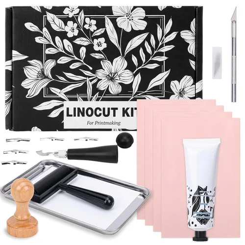 Kit de Linocut para principiantes con bloques de linóleo para impresión y herramientas de Linocut, regalo de arte para adultos y adolescentes