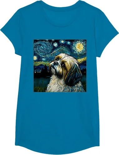 Miniatura 72 de Camiseta Surrealism Starry Night Shih Tzu Dog