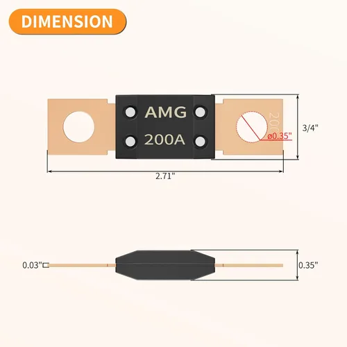 Miniatura 2 de Joinfworld 3 fusibles MEGA de 200 A, montaje de perno de alta corriente automotriz 200 Amp MEGA/AMG fusible para automóviles, camiones, vehículos