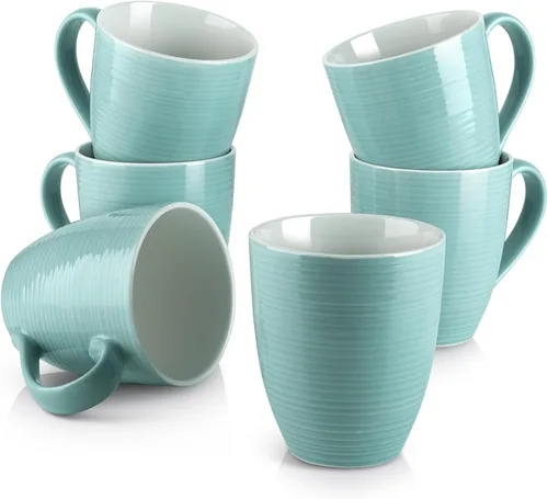 Miniatura 9 de DOWAN Tazas de café, juego de 6 tazas de café de 17 onzas, tazas de té corrugado (gris)