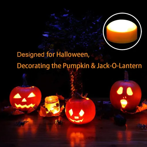 Miniatura 4 de iZAN Luces LED de calabaza a pilas con control remoto y temporizador, velas parpadeantes brillantes sin llama para decoración del hogar, fiesta