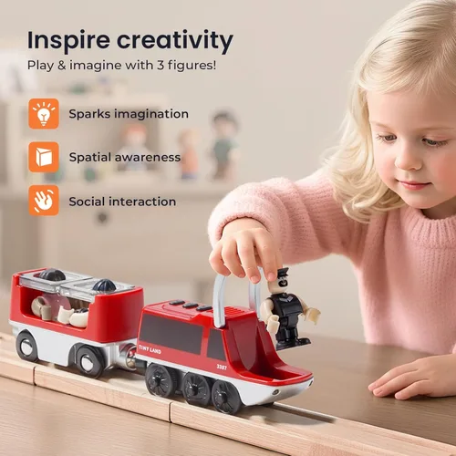 Miniatura 2 de Tiny Land Tren de locomotora de acción a baterías, potente juego de tren bala compatible con las principales pistas de marcas, juguetes de pista a