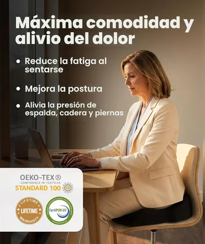 Miniatura 2 de Everlasting Comfort Cojín de asiento de espuma viscoelástica recomendado por médicos para sillas de oficina y automóvil, accesorios ergonómicos
