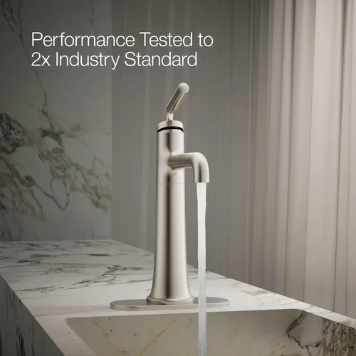 Miniatura 12 de Kohler 26437-4-BN Tone - Grifo alto para lavabo de baño con un solo mango, 1.2 gpm, níquel cepillado vibrante
