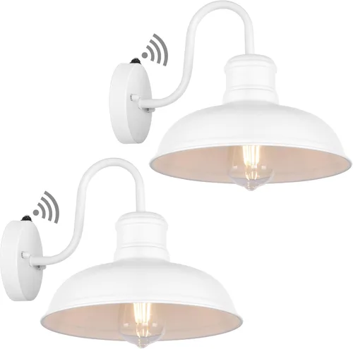 Miniatura 11 de Paquete de 2 apliques de pared exteriores de anochecer a amanecer, luz de granero de cuello de ganso estilo granja exterior, lámpara de montaje