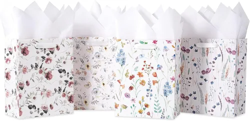 Miniatura 12 de Loveinside Bolsas de regalo de tamaño mediano, bolsa de regalo con patrón de mármol colorido con papel de seda para compras, fiestas, bodas, baby