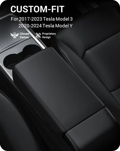 Miniatura 2 de BASENOR Funda para consola central mejorada para Tesla Modelo Y Modelo 3, funda de reposabrazos de TPU antideslizante, accesorios interiores