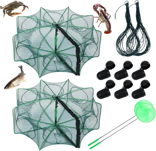 Miniatura 8 de 1/2 trampa de pesca plegable, red de camarones de cangrejos y minnow trampa portátil, trampas para cangrejos, trampas de pescado, redes de fundición