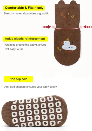 Miniatura 4 de Calcetines antideslizantes para bebés recién nacidos, calcetines antideslizantes con agarres para niñas y niños