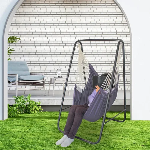 Miniatura 3 de YUCAN Soporte para Silla Hamaca con Silla Columpio Colgante Incluida, Resistente a la Intemperie y que Ahorra Espacio, Soporte Máximo 450 Libras