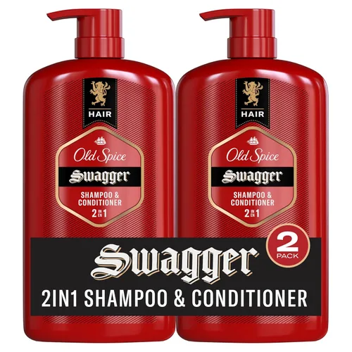 Old Spice Juego de champú y acondicionador 2 en 1 para hombre, Swagger, aroma a madera de cedro y lima, para todo tipo de cabello, cabello más