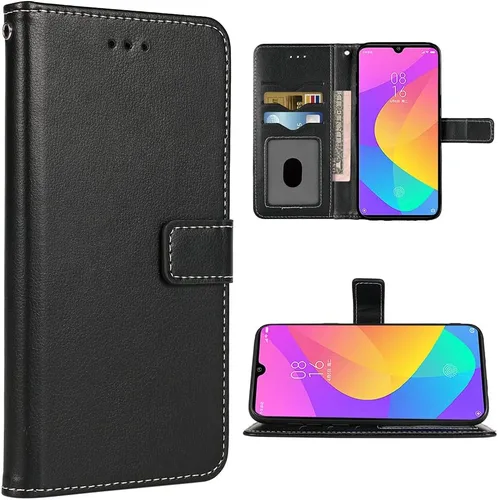 Compatible con Xiaomi Mi A3 - Funda tipo cartera con correa para la muñeca, correa de cuero, soporte para tarjetas, accesorios para celular, fundas