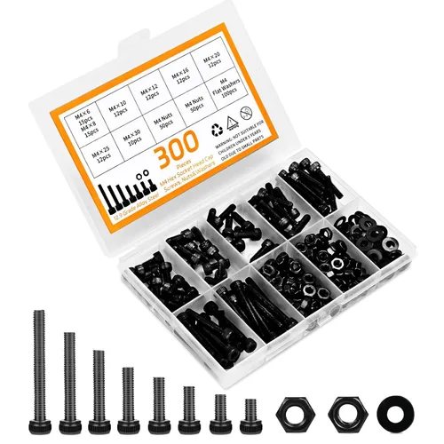Miniatura 6 de Juego de 420 tornillos M3, pernos M3 prémium para impresión 3D, surtido de tornillos de cabeza hexagonal con tuercas y arandelas, M3 x 0.236 in