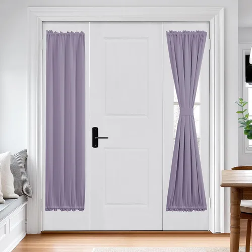 Miniatura 125 de Cortina térmica para puerta con bolsillo para barra, opacas, tratamiento de ventanas con ojales y ojales Deconovo 1 panel