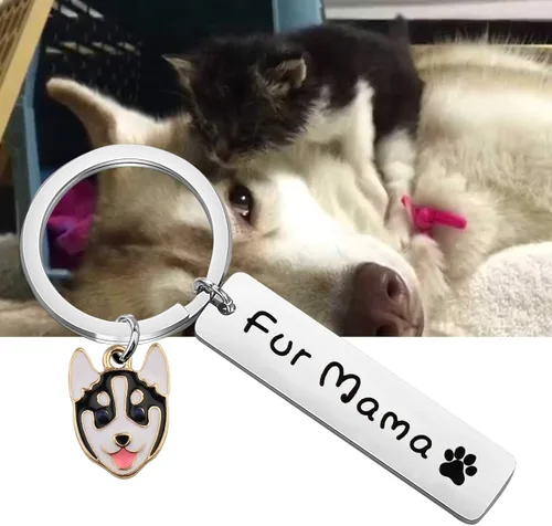 Miniatura 6 de BEKECH perro mamá regalo piel mamá llavero huella huella perro amante joyería perro perro persona regalo mamá perro regalo