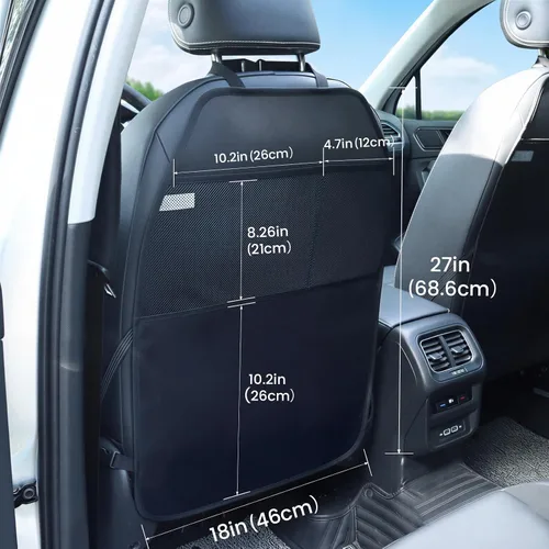 Miniatura 3 de Viaviat Protector de asiento de automóvil grande, paquete de 2 fundas duraderas resistentes al agua para respaldo de asiento de automóvil con 2 Negro
