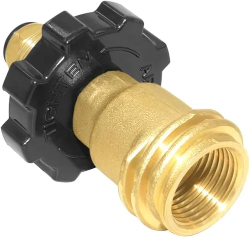 Miniatura 6 de Joywayus Adaptador universal de tanque de propano que convierte POL a QCC1 / Tipo 1, dispositivo de seguridad de control de válvula de latón
