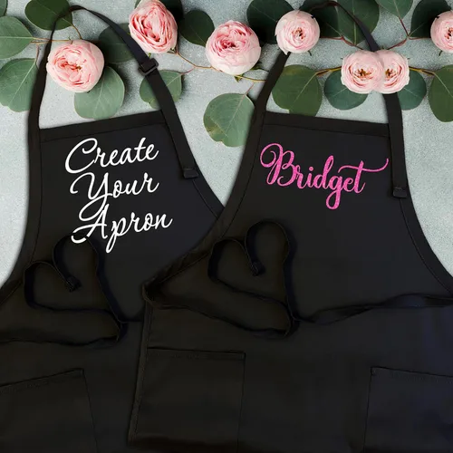 Miniatura 8 de Delantal de chef de cocina personalizado con bolsillos, opción en blanco y negro, 9 fuentes, 18 colores, delantal de chef personalizado