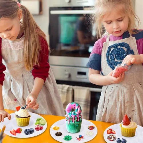 Miniatura 3 de AIERSA Platos decorativos para cupcakes para fiestas infantiles, bandeja de decoración para cupcakes con 10 pozos para chispas de postre, 10