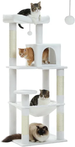 Miniatura 32 de MUTTROS Árbol para gatos de interior, torre para gatos de varios niveles de 44.5 pulgadas con hamaca grande de marco de metal, condominio para gatos