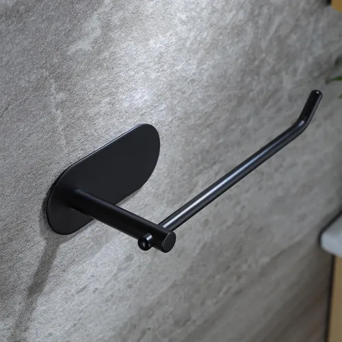 Miniatura 5 de SUNTECH Toallero de mano – Anillo de toalla negro para baño, barra de toalla adhesiva para organizar toallas, toallero de mano de 6 3/10 pulgadas