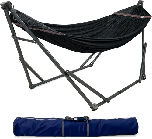 Miniatura 11 de Tranquillo Unity - Soporte de hamaca ajustable, plegable, para camping, con soporte, capacidad de 800 lbs, soporte de hamaca doble de acero para 2