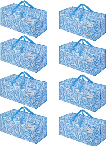 Miniatura 39 de VENO Paquete de 2 bolsas de mudanza, correas de mochila, mudanza, cajas de almacenamiento universitario, con tapas, resistentes, extragrandes, asas