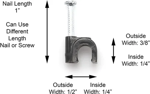 Miniatura 4 de THE CIMPLE CO Clips de cable coaxiales individuales de 1/4 de pulgada – Sujetadores de cable para interiores y exteriores para coaxial, Ethernet