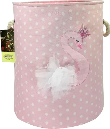 Cesta grande para ropa sucia, organizador de dibujos animados para guardería, juguetes, lavandería, ropa infantil, cestas de regalo (cisne)