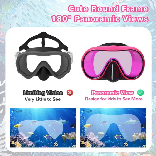 Miniatura 2 de Keary Kids Swim Goggles with Nose Cover for 5-16 Anti Fog Swimming Mask for Toddler Boys Girls Youth Negro y rosa (lente espejo)