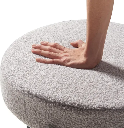 Miniatura 5 de Panana Sillas de comedor modernas, sillas de comedor redondas tapizadas de mediados de siglo con patas de metal negro (4, gris)