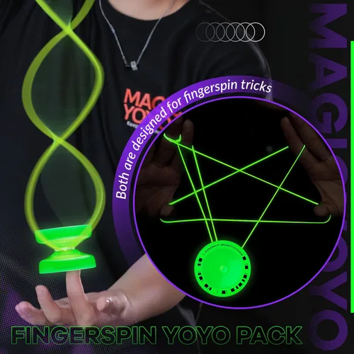 Miniatura 4 de MAGICYOYO Fingerspin - Yoyo que brilla en la oscuridad, Yoyo de doble propósito sensible y no sensible para niños de 8 a 12 años, yoyos