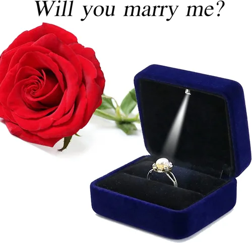 Miniatura 6 de GBYAN Velvet Ring Box with LED Light Jewelry Display Gift Box for Proposal,Engagement, Wedding