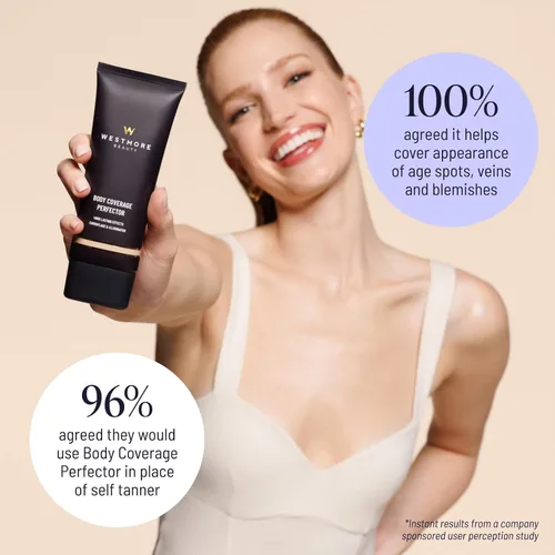 Miniatura 9 de Westmore Beauty Perfector de cobertura corporal – Maquillaje impermeable para piernas y cuerpo/bronceador para mujeres – El mejor maquillaje