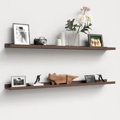 Miniatura 11 de Boswillon Juego de 2 estantes flotantes montados en la pared, modernos estantes de pared negros para almacenamiento con labio, estante de repisa