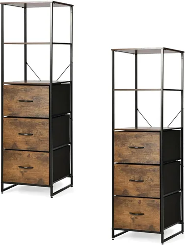 Miniatura 10 de Giantex Gabinete de almacenamiento de 6 niveles, estantería de almacenamiento de 61.5 pulgadas de alto con cajones plegables, estantes, marco